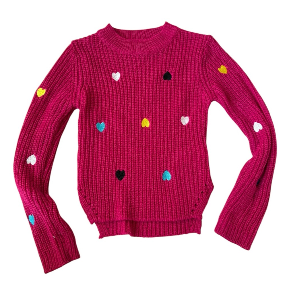 Kids Heart Pattern Sweater - Pink